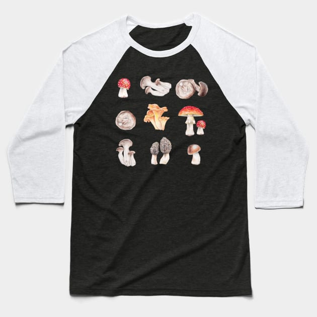 Many mushrooms Baseball T-Shirt by wanderinglaur